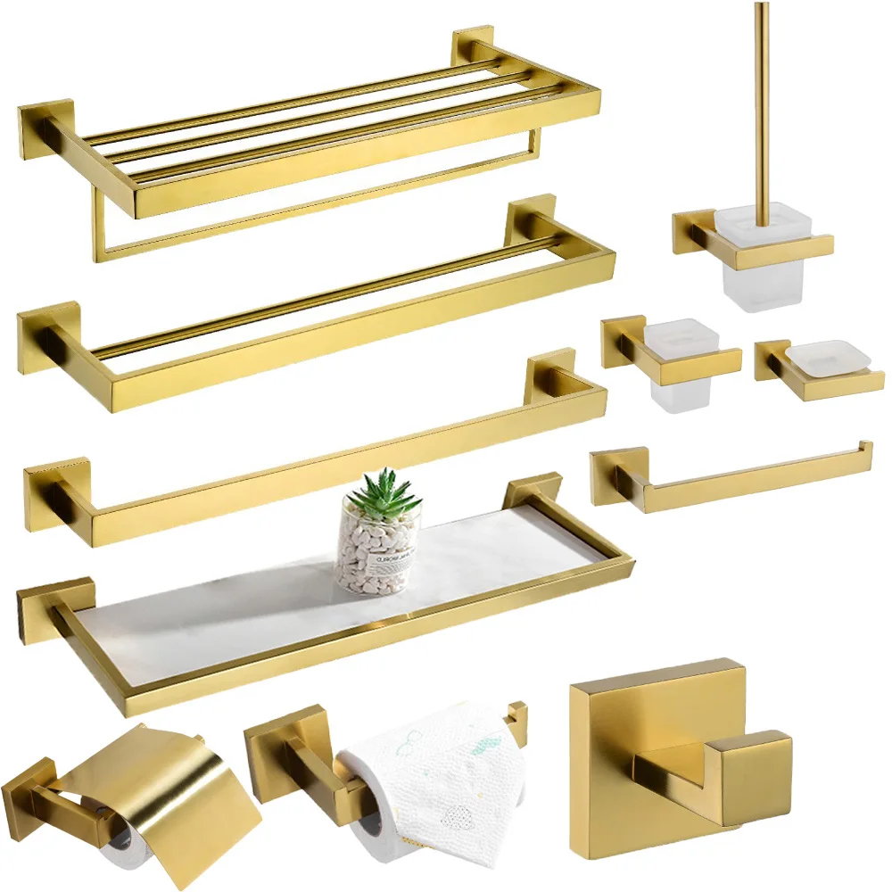 

Light Gold Towel Arck Brushed Gold Bathroom Hardware Set Gold Bathroom Accessories 60cm Towel Shelf 304 Stainless Steel