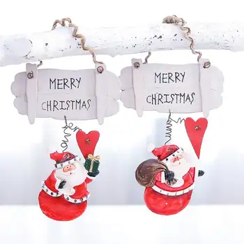 

Santa Claus Hanging Ornament MERRY CHRISTMAS Printed Wood Sign Pendant Christmas Tree Decoration X-mas OrnamentsNew
