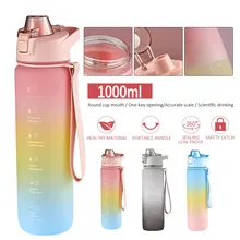 1000ml Large Capacity Water Bottle With Bounce Cover Time Scale Reminder Portable Leakproof Cup For Outdoor Sports Fitness