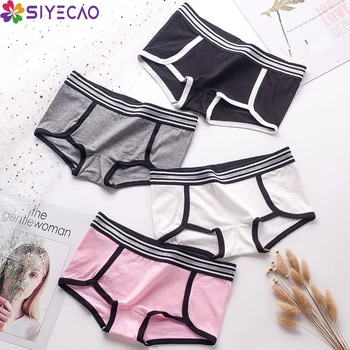 

Underwear High Quality Women Cotton Boyshort Panties Cute Hipster Girls Sexy Lingerie Boxer US Size Mid-rise Striped Underpants