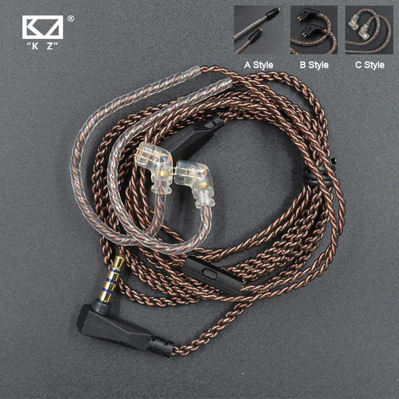 Oxygen-free copper audio earphone upgrade cable cord for kz zs5 zs6 zsr zs10 BS 