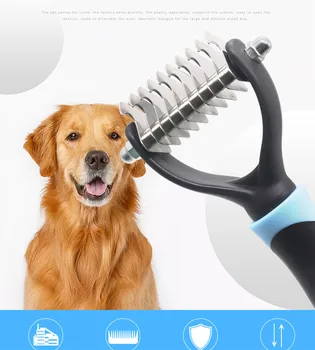 

Pet Fur Knot Cutter Dog Grooming Shedding Rake Dog Cat Hair Removal Comb Brush Grooming Tool Flea Comb Pet Supplies Dog Brush