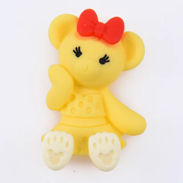 Hot Sale 1 Pcs Cartoon Bear Croc Shoe Charms Colorful Smile Face Baby Bear Clog Shoes Decorations Kid's Wristband Accessories r9582