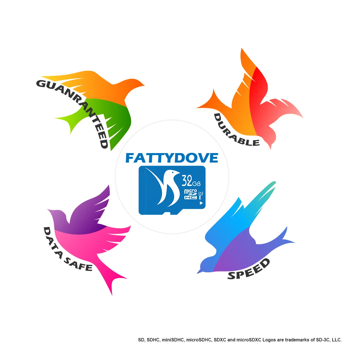 FATTYDOVE Micro SD карта 32 Гб класс 10 UHS-I карта памяти Microsd 64 Гб 128 ГБ для стола/телефона/камеры