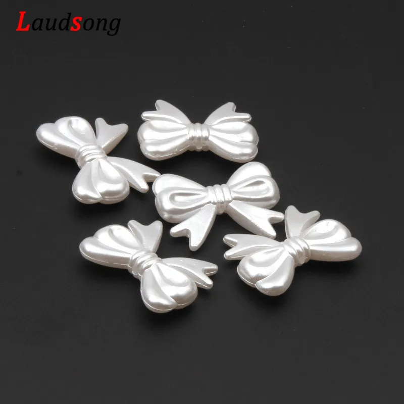 

20Pcs 23x30mm White/Beige Bow-knot Acrylic Loose Beads For Jewelry Making Bracelet Necklace Spacer Accessories