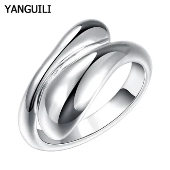 

New Fashion 100% 925 Silver Rings Lovely Water Droplets Open Rings Female Male Wedding Party Jewelry