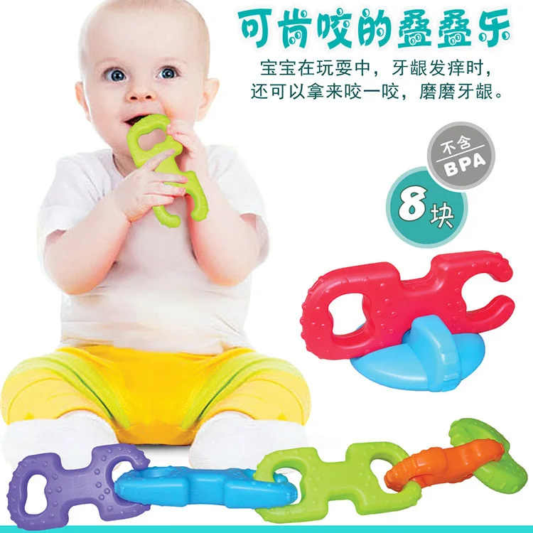 Детский грызунок Дженга Младенцы Лиственные для обучения чистке зубов рука молярная DIY Комбинация зубов игрушка 8-Piece платье