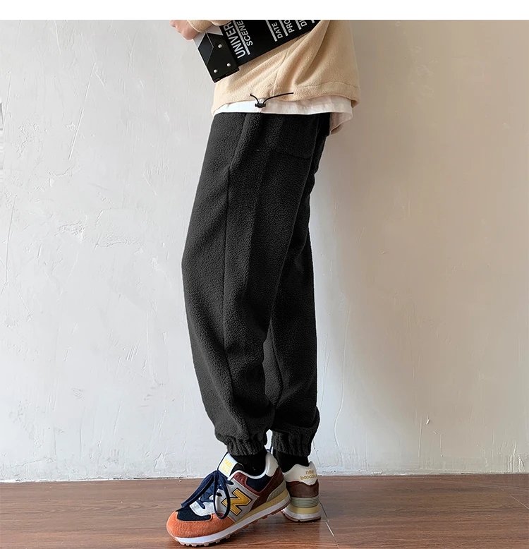 Winter Plus Velvet Padded Pants Men's Warm Fashion Casual Lamb Hair Pants Men Streetwear Wild Loose Joggers Sweatpants Mens
