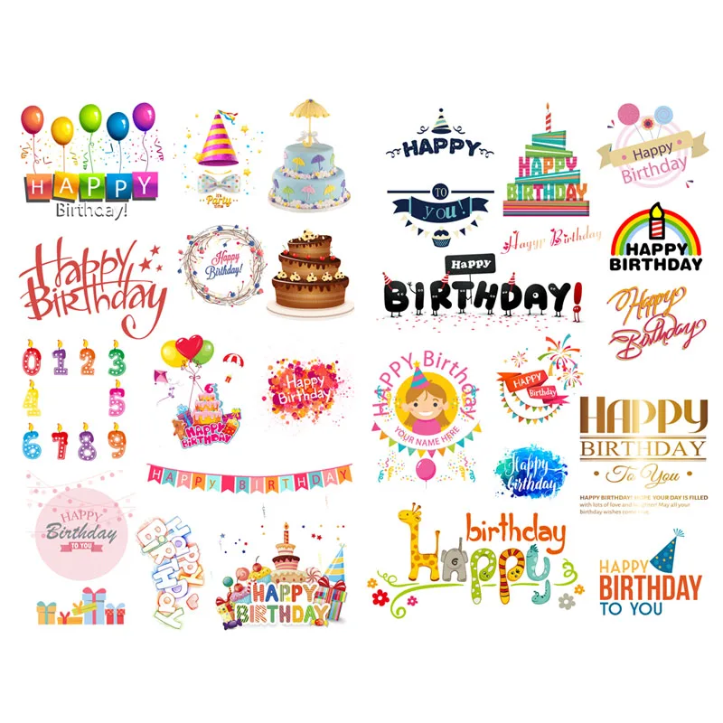 Autocollants Kawaii Pour Decoration Joyeux Anniversaire 1 Piece Scrapbooking Papeterie Pour Livre Journal Papeterie Esthetique Fournitures Artistiques De Bureau Et D Ecole Aliexpress