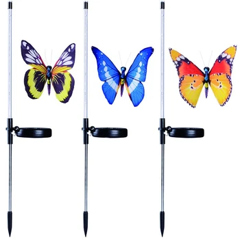 

Solar Garden Lights Outdoor - 3 Pack Solar Stake Light With Fiber Optic Butterfly Decorative Lights, Multi-Color Changing Led So