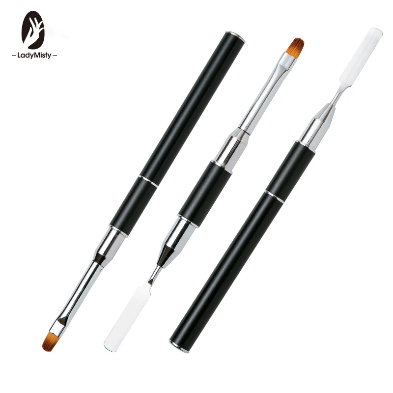 Ladymisty 2 Head Builder Gel Nail Art Brush Pen UV Polish Painting Drawing Brushes Purple Handle Manicure Tool | Красота и здоровье