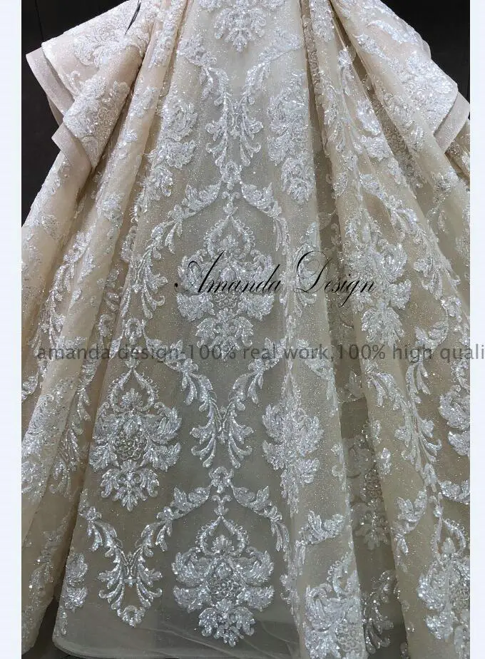 Аманда дизайн халат de soiree elegante с открытыми плечами блестящее кружевное роскошное свадебное платье