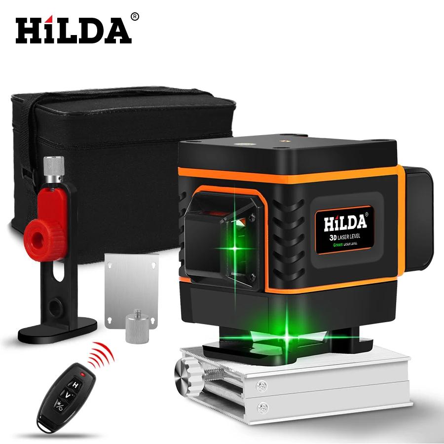 

3D 12 Lines Green Laser Level 360 Degree Adjustment Higher Visibility With Self-leveling Horizontal Vertical