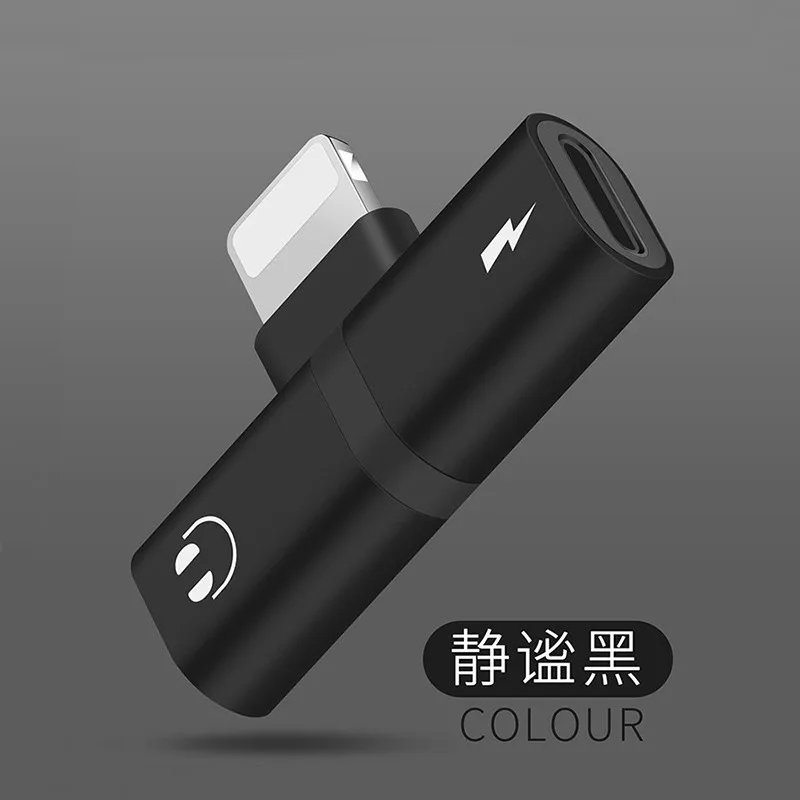 Black 2 в 1 для адаптер Apple для iPhone 7 8 Plus X XS MAX XR коннектор разветвитель Опора аудио конвертера зарядка вызов - Цвет: Black