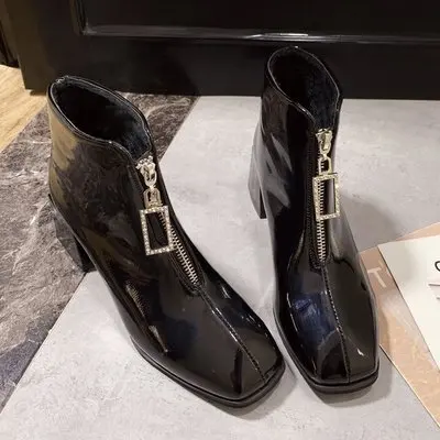 Cresfimix/botas femininas/женские милые осенние ботинки из искусственной кожи на молнии спереди; красивые удобные зимние ботинки; красивые ботинки; a7010 - Цвет: a