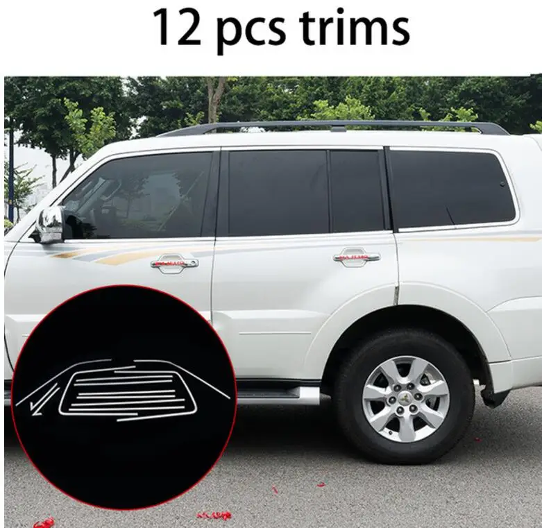 12 pcs trims Нержавеющая сталь внешняя крышка подоконника для mitsubishi pajero 2006- 2012 2013 стайлинга автомобилей - Цвет: 12 pcs trims