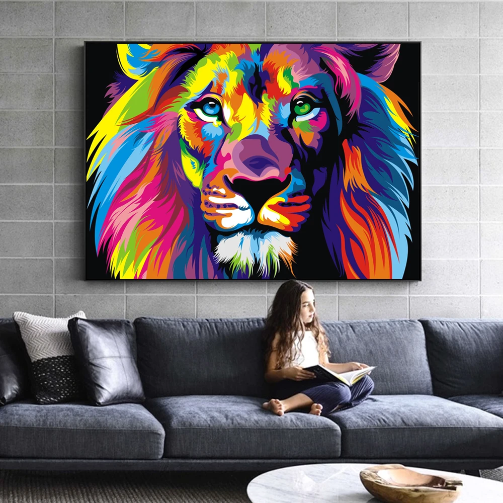 

Watercolor Lion Pop Art Abstract Animals Oil Paintings on Canvas Posters and Prints Wall Art Pictures for Living Room