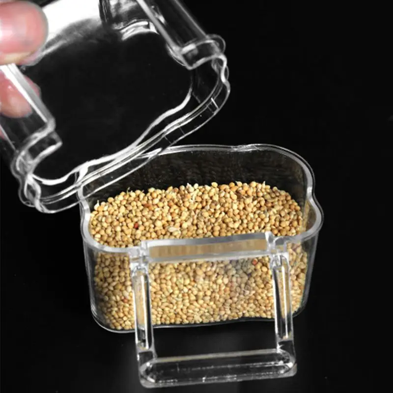 Parrot Bird Transparent Plastic Food Cup Bowl Company Clean Water Silo Waterer Box Bird Accessory for Parakeets, Canarie