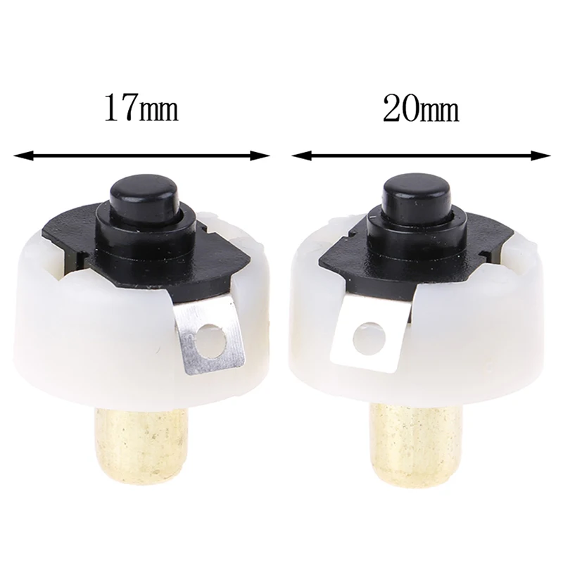 

Hot New 2pcs/Lot LED Flashlight Push Button Switch ON/ OFF Diameter 20mm And 17mm
