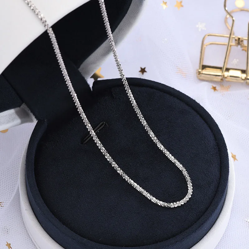 Sterling 925 Silver Star Round Bead Choker Necklace Elegant Simple Korea Style Necklace for Women Trendy Girls Festival Jewelry