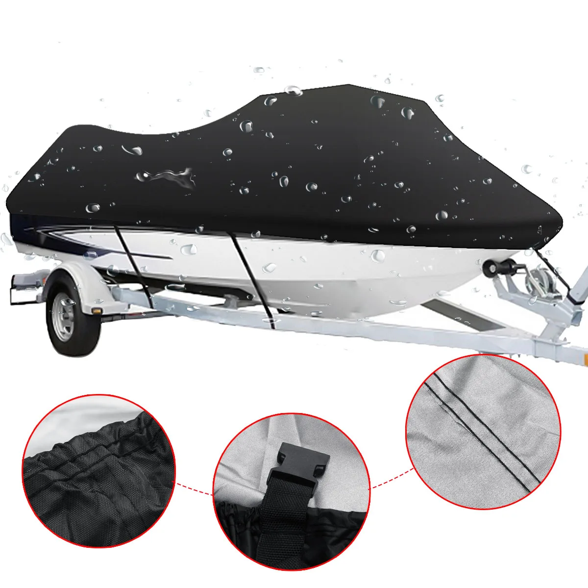 Waterproof Polyester Jet Ski Cover Black For 3 Person PWC