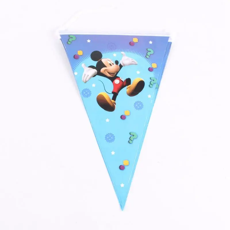 Flags 10pcs С днем рождения с Микки-Маусом Мышь оболочки торт фигурки жениха и невесты; 3 многослойная Детские День рождения украшения посуда "Микки-Маус" Вечерние поставки - Цвет: Flags 10pcs