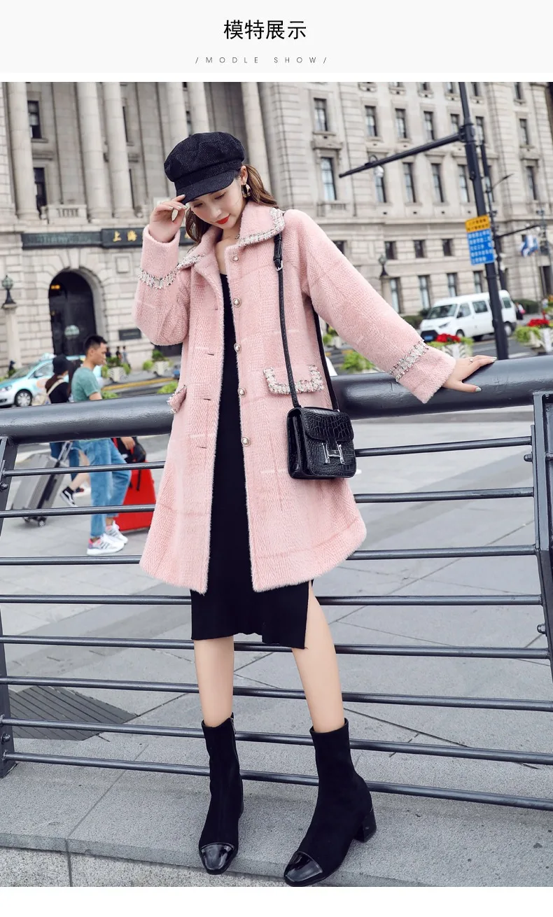 Элегантный стиль non-Fashion, шерстяная куртка Однобортный осень средней длины элегантное платье