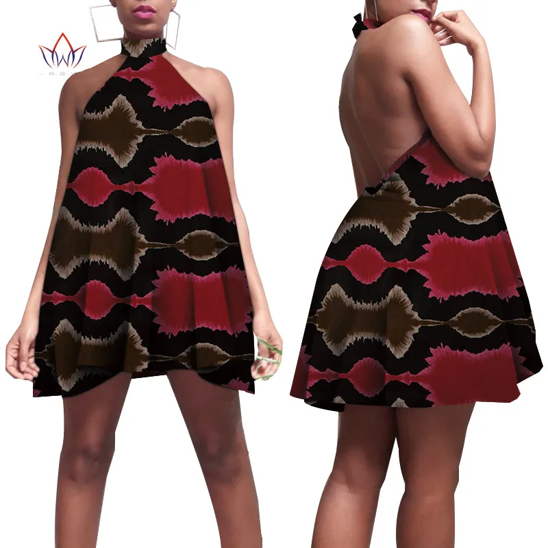 17 Африканские платья для женщин Dashiki Femme платье Базен Riche Анкара принцесса печати Хлопок Короткое платье бренд мода WY5127 - Цвет: 17