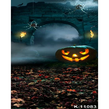 

Halloween Backdrop Pumpkin Lamps Spider Web Weathered Brick Arch Door Photography Background Kids Children Adults Photo Studio