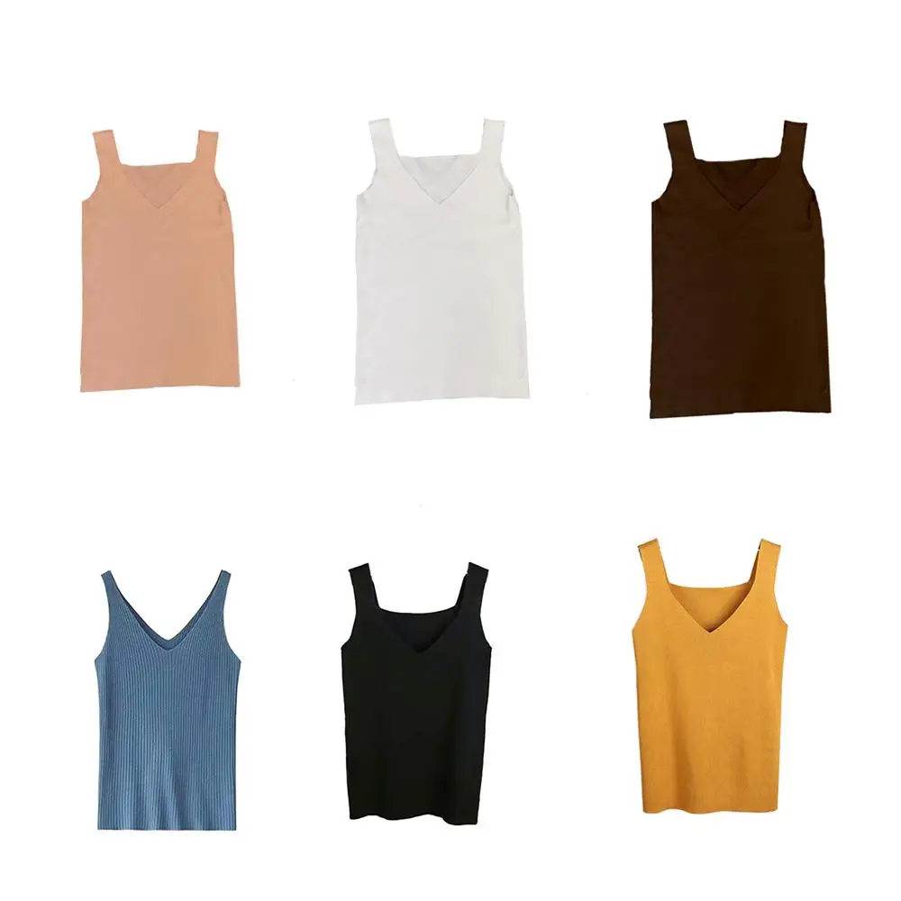 

Women Casual Sexy V Neck Knitted Crop Top Women's Shirt Plus size Tank Top Underwear Top Streetwear Clothing For Women
