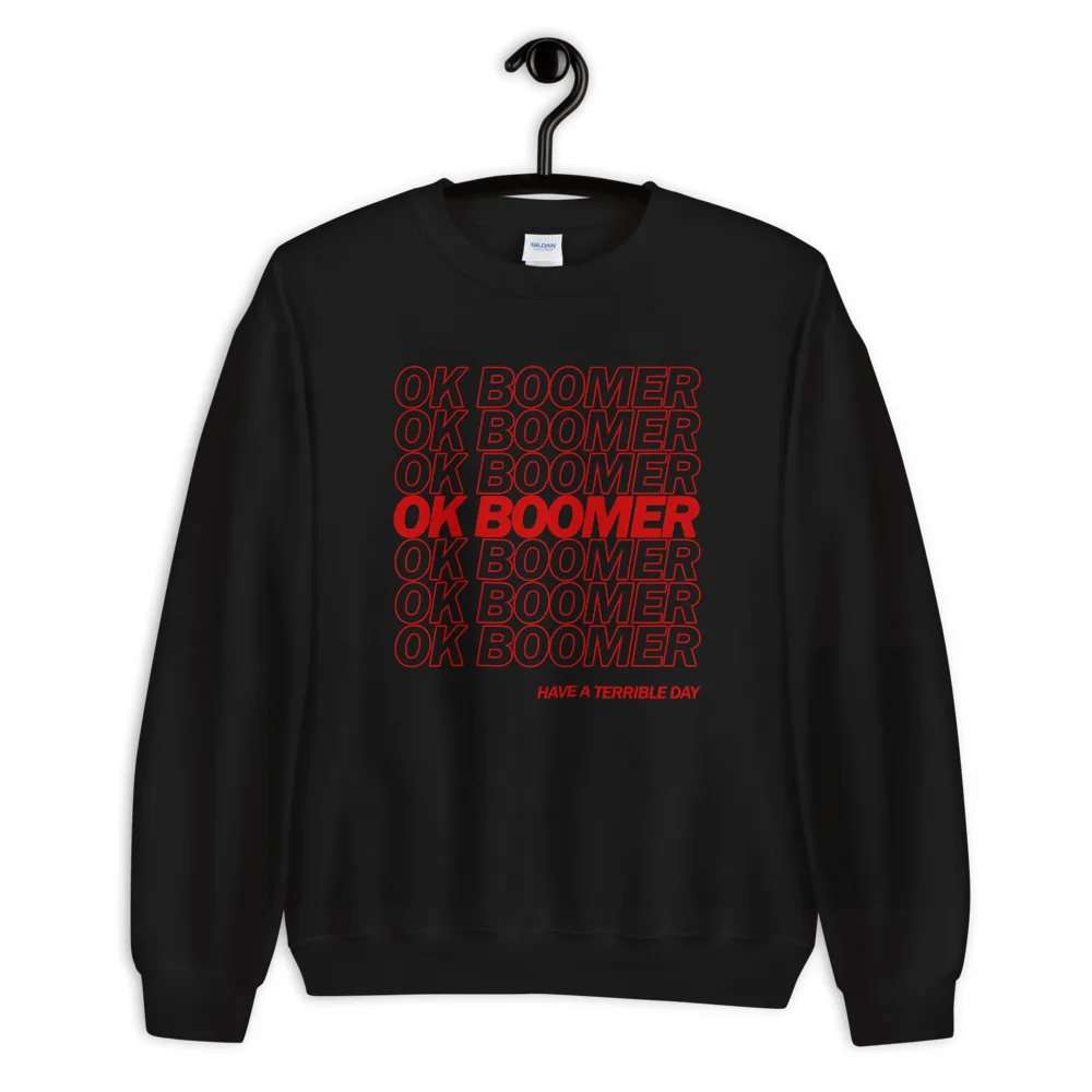 Женские свитшоты OK Boomer с принтом на осень и зиму, свитшоты с длинным рукавом, повседневные свободные топы унисекс, мужские свитшоты OK Boomer