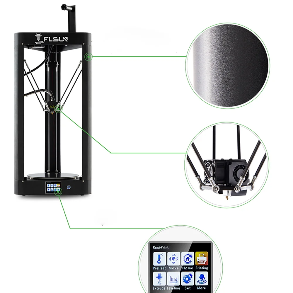 QQ-S Pro Flsun Delta 3d принтер высокоскоростной автоматический Выравнивающий переключатель большой размер печати kossel 3D-принтер сенсорный экран