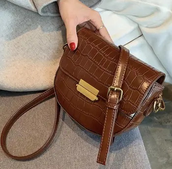 

Vintage Saddle Bag 2020 Fashion New High quality PU Leather Women's Designer Handbag Stone pattern Shoulder Messenger Bag
