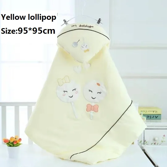 Yellow lolipop95x95 Милый конверт для ребенка с рисунком из мультфильма на осень и зиму, теплый конверт для сна, конверт для сна для новорожденных, коляска для малыша - Цвет: Yellow lolipop95x95