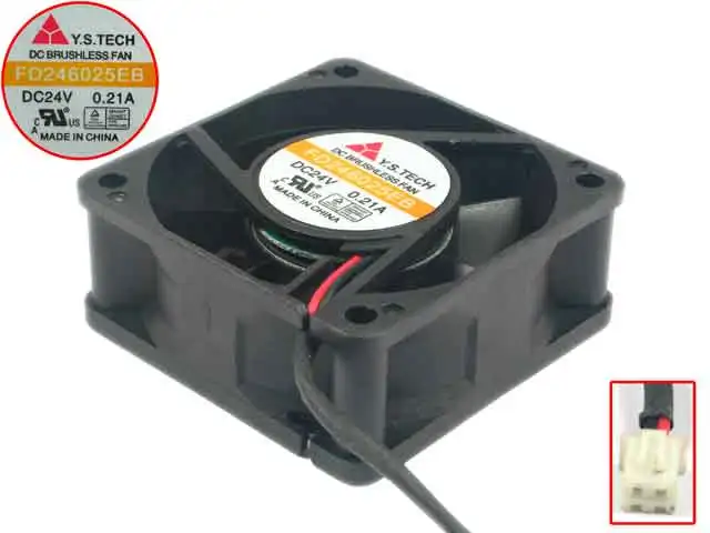 Вентилятор охлаждения сервера Y.S.TECH FD246025EB DC 24 В 0.21A 2 wire 60x60x25 мм|square fan|dc techserver fan |