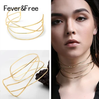

Fever&Free Wholesale Ladies Simple Choker Fashion Gold Color Delicate Collar Necklaces Statement Necklaces Jewelry Drop Shipping