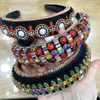 

Headband, Exaggeration headband, Women's Sponge Pearl, Fabric, Chain Rhinestone Crown ,Hoop, Twist, Turban Hair Accessories