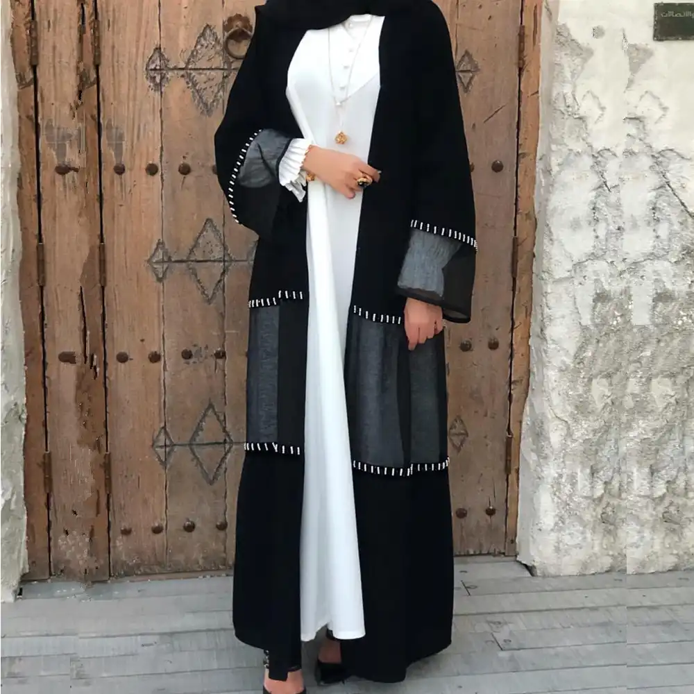 Siskakia Lace Patchwork Beads Abaya Black Ramadan Eid Mubarak Niqab Arabic Kimono Abayas Cardigan Turkey Islamic Clothing 2020 Aliexpress