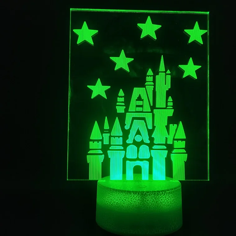 3D Lamp Battery Powered The Princess Castle for Girls Color Changing Festival Decoration Usb Led Night Light Lamp Hologram