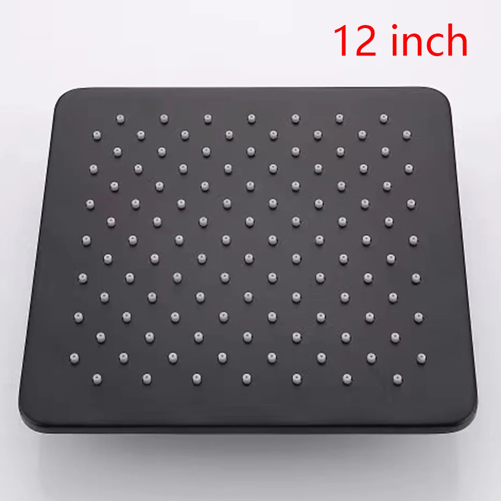 12 inch Matte Black Осадков Насадки для душа квадратный всех духовых ультра-тонкий Лейка для душа из 12/10/8-дюймовый дождь смеситель для душа, хром или матового черного цвета - Цвет: 12 inch Matte Black