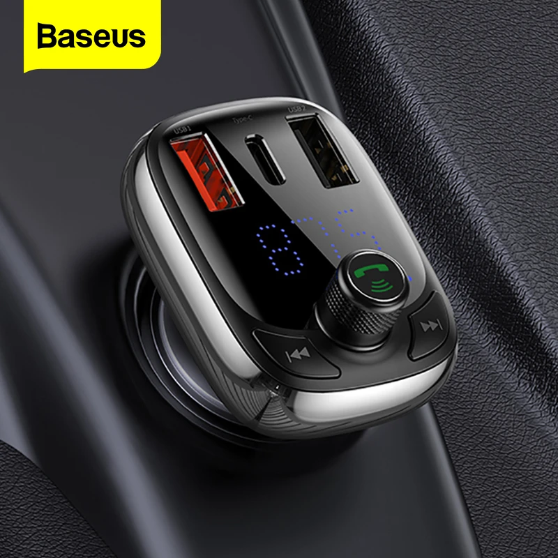 Baseus Fmトランスミッタ急速充電4 0 3 0 Qc4 0 Qc高速usb車の充電器ハンズフリーのbluetooth 5 0カーキット Mp3プレーヤーfm変調器 Fm Transmitters Aliexpress