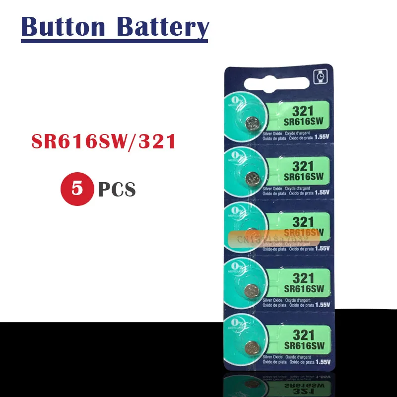 5pcs 321 SR616SW SR616W Cell Button Batteries Silver Oxide men ladies children watcheswatch