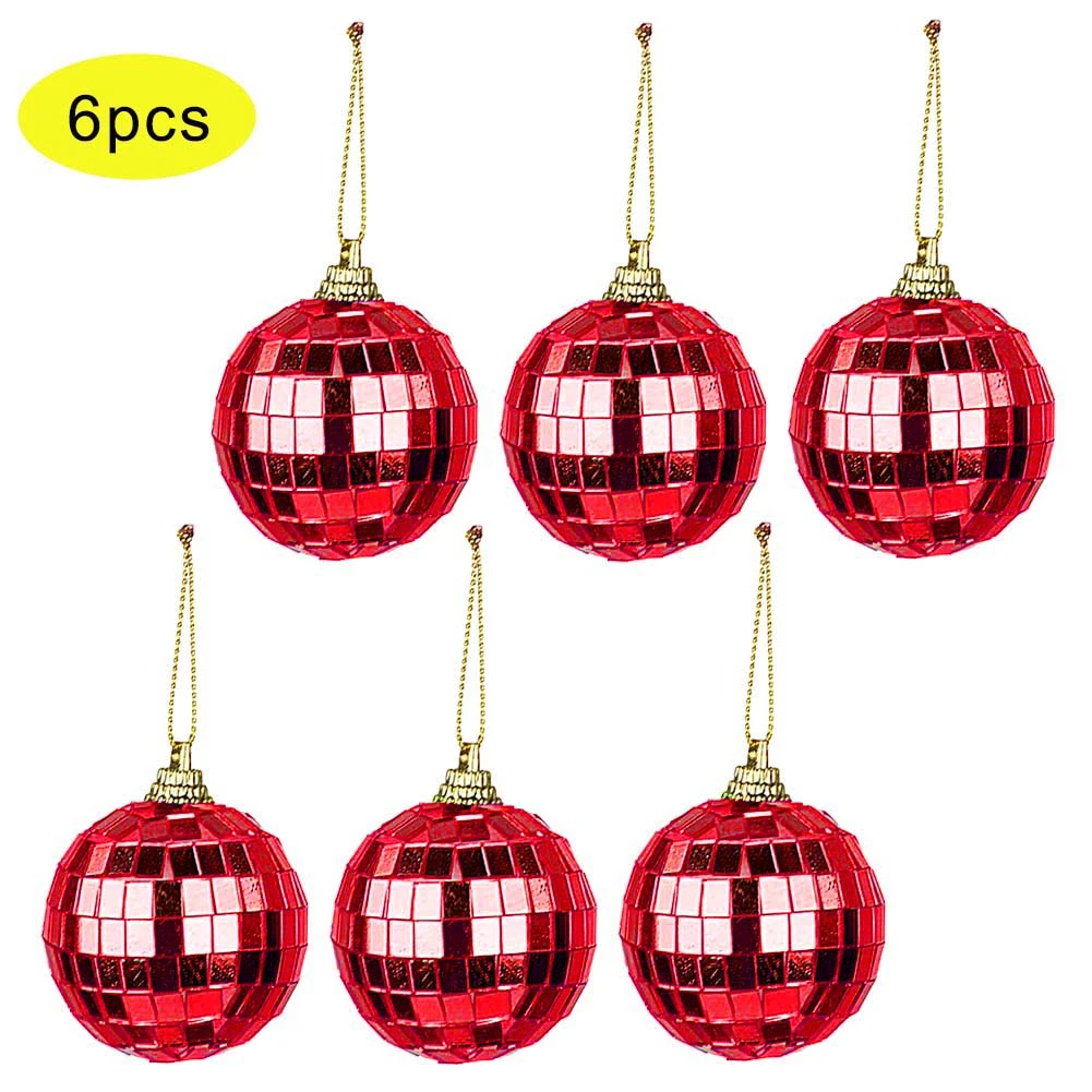 

6 Pcs Reflective Mirror Ball Rotating Colored Lob Disco Party Hanging Decoration Christmas Tree Wedding Birthday Party Ornaments