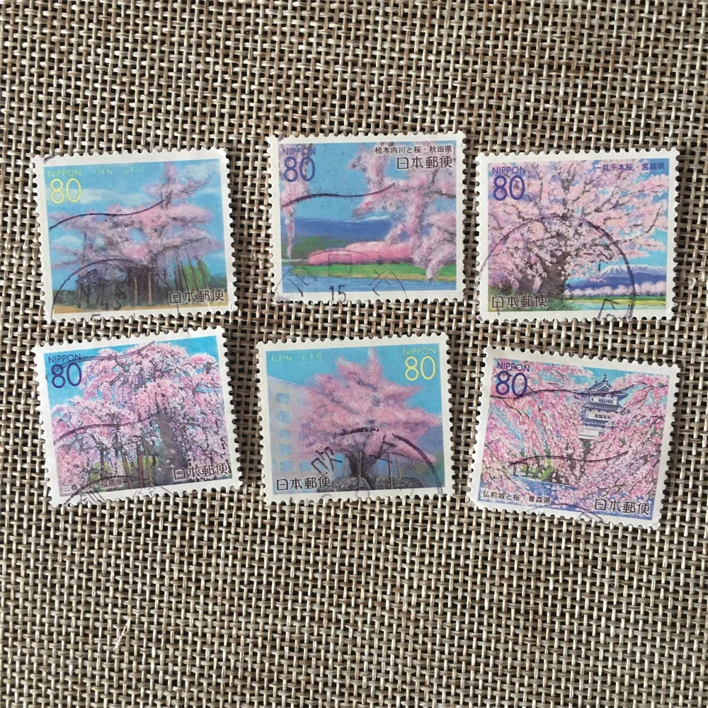 

6 шт./компл. 2000, японские почтовые марки R392-397 Cherry Tree, использованные почтовые марки для коллекционирования