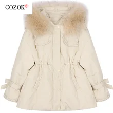 New Winter Down Padded Jacket Women's Loose Skirt Waist Padded Coat Jacket Pure White Cute and Sweet Keep Warm
