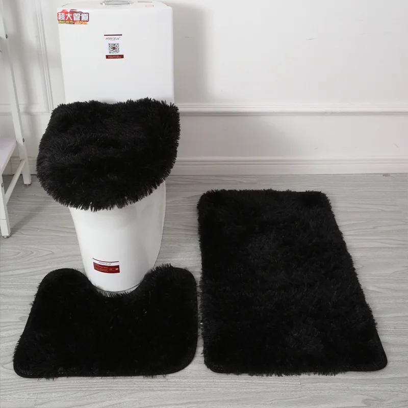 Monochromatic Non-Slip Hairy Carpet Set, Non-Slip Toilet Mat, Bath Mat,  Absorbent Suit, Home Decoration, New Year - AliExpress