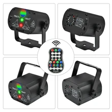 60 Patterns RGB Stage Lights Voice Control Music Led Disco Light Party Show Laser Projector Lights Effect Lamp with Controller