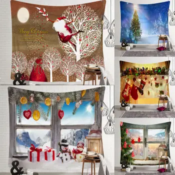 

Xmas Art Home Wall Hanging Tapestry Wall Ornamentation Christmas Decor Props Santa Claus Xmas Pattern Blanket Tapestry Carpet