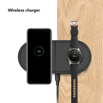

10W Black Wireless Charging Desktop Cushion 3 In1 Double Coil Fast Wireless Charging DC9V Non-Slip Design Fast Charge LED Light