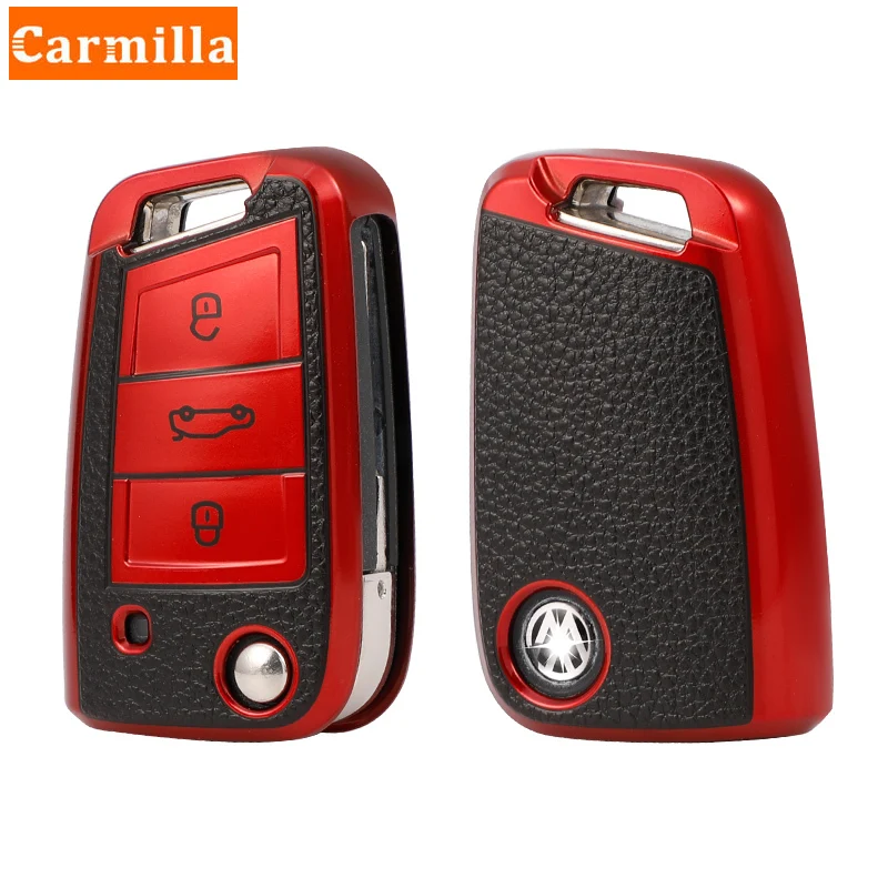 Tpu Leather Car Key Case Cover for VW Volkswagen Golf 7 MK7 Tiguan MK2 for SEAT Ateca Leon FR 2 Ibiza Skoda Octavia A7 key case key case cover